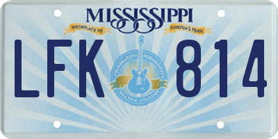 MS license plate LFK814