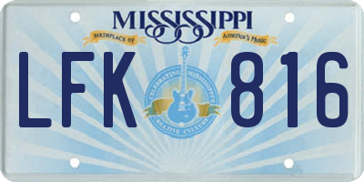 MS license plate LFK816