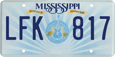 MS license plate LFK817