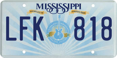 MS license plate LFK818
