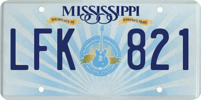 MS license plate LFK821