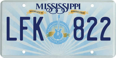 MS license plate LFK822