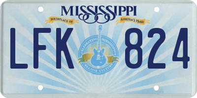 MS license plate LFK824