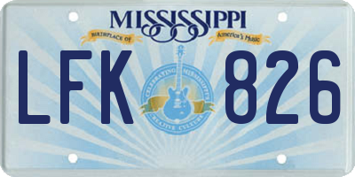MS license plate LFK826