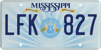 MS license plate LFK827