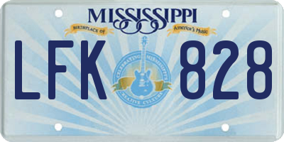 MS license plate LFK828