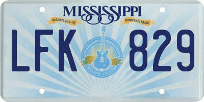 MS license plate LFK829