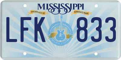 MS license plate LFK833