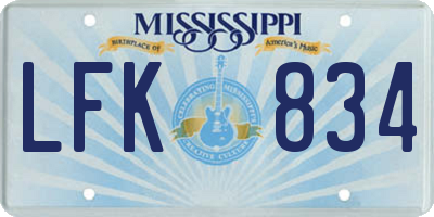 MS license plate LFK834