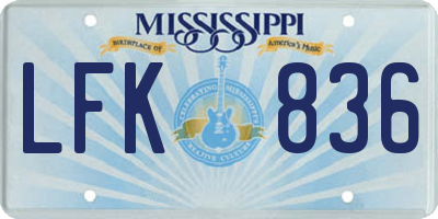 MS license plate LFK836