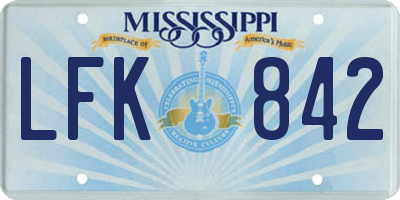 MS license plate LFK842