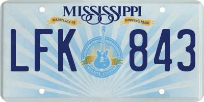 MS license plate LFK843