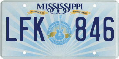 MS license plate LFK846