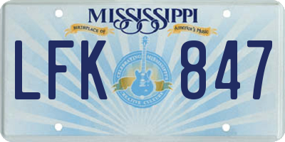 MS license plate LFK847