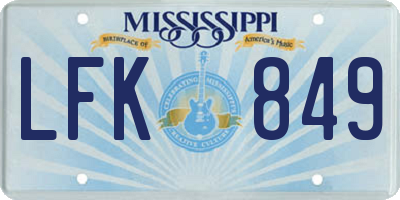 MS license plate LFK849