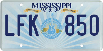 MS license plate LFK850
