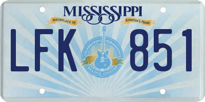 MS license plate LFK851