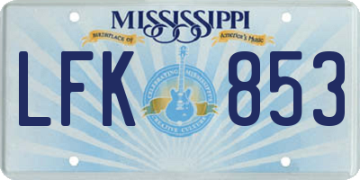 MS license plate LFK853