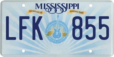 MS license plate LFK855