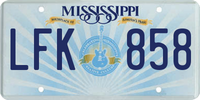 MS license plate LFK858