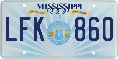 MS license plate LFK860