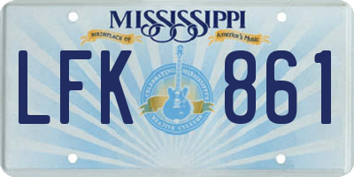 MS license plate LFK861