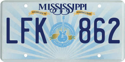 MS license plate LFK862