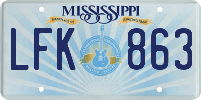 MS license plate LFK863