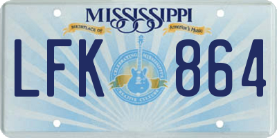MS license plate LFK864