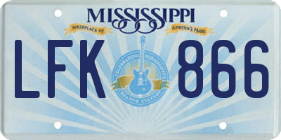 MS license plate LFK866