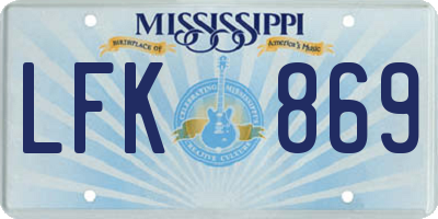MS license plate LFK869