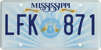 MS license plate LFK871
