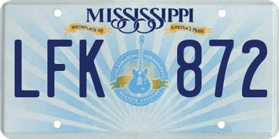 MS license plate LFK872