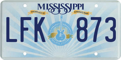 MS license plate LFK873