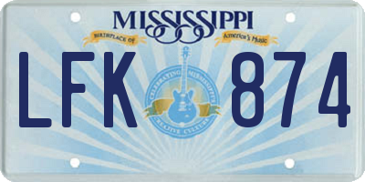 MS license plate LFK874