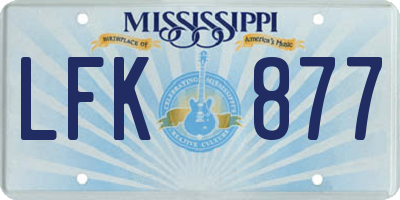 MS license plate LFK877
