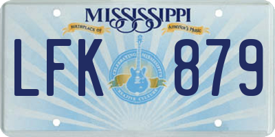MS license plate LFK879