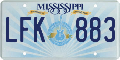 MS license plate LFK883