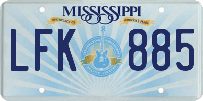MS license plate LFK885
