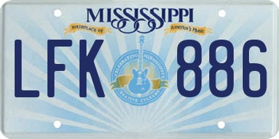 MS license plate LFK886