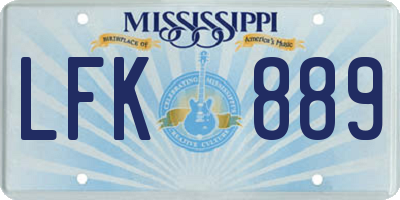 MS license plate LFK889