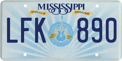 MS license plate LFK890