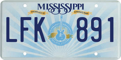 MS license plate LFK891
