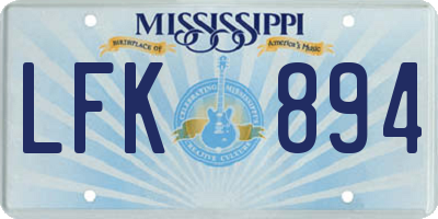 MS license plate LFK894