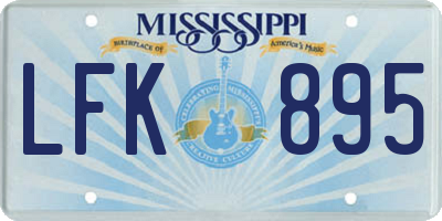 MS license plate LFK895