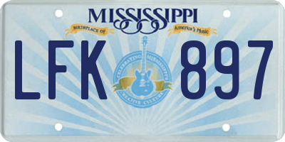 MS license plate LFK897