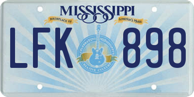 MS license plate LFK898