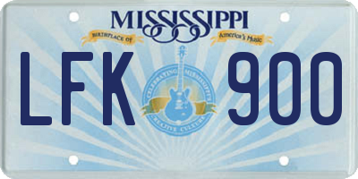MS license plate LFK900