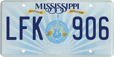 MS license plate LFK906