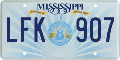 MS license plate LFK907